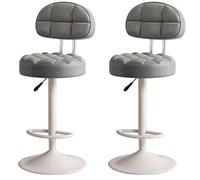 RCGNR Tabourets De Bar, RéGlable en Hauteur - Pivotant à 360° - avec Base en MéTal Et Repose-Pieds, pour Cuisine, Petit-DéJeuner, Salle à Manger Gray, 2pcs