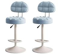 RCGNR Tabourets De Bar, RéGlable en Hauteur - Pivotant à 360° - avec Base en MéTal Et Repose-Pieds, pour Cuisine, Petit-DéJeuner, Salle à Manger Blue, 2pcs