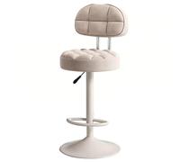 RCGNR Tabourets De Bar, RéGlable en Hauteur - Pivotant à 360° - avec Base en MéTal Et Repose-Pieds, pour Cuisine, Petit-DéJeuner, Salle à Manger White,1pcs