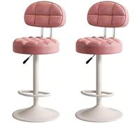 RCGNR Tabourets De Bar, RéGlable en Hauteur - Pivotant à 360° - avec Base en MéTal Et Repose-Pieds, pour Cuisine, Petit-DéJeuner, Salle à Manger Pink, 2pcs