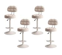 RCGNR Tabourets De Bar, RéGlable en Hauteur - Pivotant à 360° - avec Base en MéTal Et Repose-Pieds, pour Cuisine, Petit-DéJeuner, Salle à Manger White, 4pcs