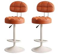 RCGNR Tabourets De Bar, RéGlable en Hauteur - Pivotant à 360° - avec Base en MéTal Et Repose-Pieds, pour Cuisine, Petit-DéJeuner, Salle à Manger Orange, 2pcs
