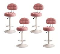 RCGNR Tabourets De Bar, RéGlable en Hauteur - Pivotant à 360° - avec Base en MéTal Et Repose-Pieds, pour Cuisine, Petit-DéJeuner, Salle à Manger Pink, 4pcs