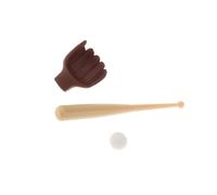 RCGOFOLLOW Accessoires Miniatures pour Maison de poupée, échelle 1/12, 3 pièces, Batte de Baseball, , Balle, pour Maison poupée, scènes Sportives, Jouets artisanaux Noël, Petites poupées