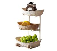 RCGOFOLLOW Assiette à Fruits élégante Yuanbao, Bol en Plastique à Trois Couches avec Support en Fer, collations végétariennes, Dessert, Assiette Fruits Yuanbao, Couleur café 3 grilles