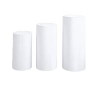 RCGOFOLLOW Couvercles de piédestal à Dessert cylindriques polyvalents, pour décoration de fête, ensemble 3 couvercles, piédestal à Dessert cylindrique léger, blanc