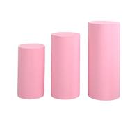 RCGOFOLLOW Couvercles de piédestal à Dessert cylindriques polyvalents, pour décoration de fête, ensemble 3 couvercles, piédestal à Dessert cylindrique léger, rose clair