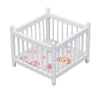 RCGOFOLLOW Dollhouse Miniatures 1 12 échelle Lits de bébé en Bois décoration en Bois pour Les Chambres Miniatures Pas Facile à déformer Dollhouse 1:12 Scale Wooden Cot Beds