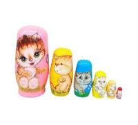 RCGOFOLLOW Ensemble de poupées Russes Matriochka à empiler, Motif Animaux de Dessin animé fantaisiste. Chaque Couche Offre Une Dimension Amusante. Illustration pour Enfant.