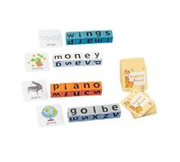 RCGOFOLLOW Jeu d'orthographe pour Enfants : Un Jeu de Course pour aux Mots avec des Cartes et des Blocs pour développer Le vocabulaire (3-8 Ans). d'association de Lettres. , sans Cloche