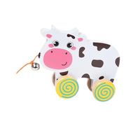 RCGOFOLLOW Jouet à Tirer passionnant pour Enfants Filles et garçons, Animal en Bois à Pousser et Utiliser Pendant Le développement. , Vache , 17.5 x 5.3 x 15.8 cm