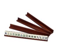 RCGOFOLLOW Mahjong Naturel 4 avec Ensemble Mahjong Bois Accessoires pour Jeux Racks avec 4 Racks avec Poussoirs Jeu avec Poussoirs 4