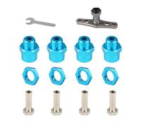 Rchobbytop Lot de 4 adaptateurs de moyeu hexagonaux en alliage d'aluminium de 12 mm à 17 mm, extension de 15 mm et clé à douille pour voiture télécommandée 1/10 vers roues 1/8, bleu