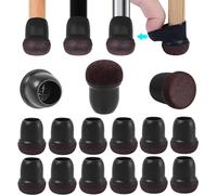 RCHYFEED 24 pièces Embouts pour Pieds de Chaise 14-19mm avec Patins en Feutre, Couvre-Jambes de Meuble en Silicone Noir, Chair Leg Cups Protection pour Meubles, Résistants Rayures et Chocs élastique