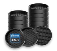 RCHYFEED Antiderapant Patin, 12 Pcs Protection Pied de Chaise, 5 CM Tampon Caoutchouc, Patins de Meubles, Patin Caoutchouc pour La Fixation en Place des Mobiliers, Marron-Ronde