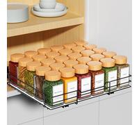 RCHYFEED Étagère à épices coulissante pour armoire, organiseur d'assaisonnement robuste pour cuisine, garde-manger, sauces, aliments en conserve, noir (31,8 x 26,8 x 6,3 cm (l x P x H)