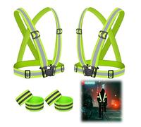 RCIDOS 2 Pièces Gilet de Sécurité Réfléchissant Visible à 360 ° Réglable avec 4 Pièces Bracelets de Sécurité Réfléchissant pour Hommes et Femmes Course Jogging Vélo Moto