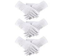 RCIDOS 3 Paire Blanc Gants en Coton Nylon avec Bouton Convient à toutes les occasions costumes de parade, garde d'honneur, cosplay, fête à thème, inspection des bijoux anciens, Blanc, L