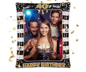 RCIDOS 40 Ans Decoration Anniversaire, Accessoires Photobooth Anniversaire,pour Femme et Homme Décoration de fête d'anniversaire,Or Noir Props Accessoires de Selfie