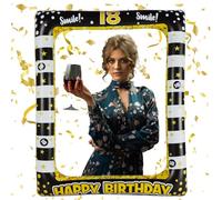 RCIDOS Decoration Anniversaire 40 Ans, Accessoires Photobooth Anniversaire 40 Ans,pour Femme et Homme Décoration de fête d'anniversaire,Or Noir Props Accessoires de Selfie Décoration (18 Ans, 18 Ans)