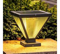 RCIDOS Lampe De Pelouse Solaire De Phare De Poteau De Clôture Extérieure Clôture Pilier Lampe Aluminium Extérieur Verre Post Light Lumière De Chapeau De Poteau De Réverbère Avec La Base De Bâti De Pil