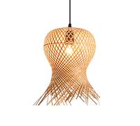 RCIDOS Lampes Suspendues Artisanales Bambou Lampe Suspendue Décoration D'îlot Cuisine Abat-Jour Plafonnier Ferme Traditionnelle Plafonniers Rotin Tissé LED pour Le Café Salon Thé Rustique Intérieur