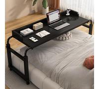 RCJCQSR Bureau de lit roulant Table portable pour ordinateur portable pour lit King et Queen Size Station de travail réglable Couleur noire Idéal pour le bureau à domicile et l'étude