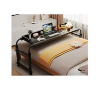 RCJCQSR Bureau de lit roulant - Table réglable pour ordinateur portable avec roulettes - Table d'appoint portable pour chambre à coucher, bureau d'ordinateur noir, espace de travail mobile pratique