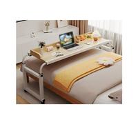 RCJCQSR Bureau D'ordinateur Portable, Table De Rangement pour Chariot De Lit Et Large Mobile Réglable Au-Dessus du Lit avec roulettes(Color:Marron)