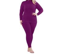 RCLONGEU Ensemble de sous-vêtement Thermique Grande Taille Femme à Manches Longues Couche de Base Haut et Pantalon Chaud Leggings pour Automne/Hiver (Violet,4XL)