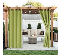 RCLONGEU Rideaux d'Extérieur, 1 Pièce Rideau Exterieur Impermeable Anti-UV Rideau Occultant Rideau Pergola Extérieur avec œillets (1 X 381X241CM,Vert)