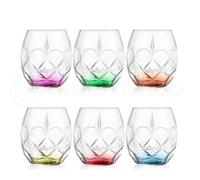 RCR Cristalleria Italiana Ligne Alkemist | Verres à Eau en Verre Fond Coloré Set 6 Gobelets en Cristal 35 Cl