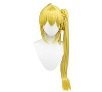 Rcrllya Anime Bocchi Le Rock! Cosplay Ijichi Nijika Cosplay Perruque Longue Jaune avec Queue de Cheval Cheveux résistant à la Chaleur Femmes Perruque Perruque Casquette