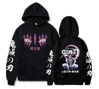 Rcrllya Anime Démon Slayer Hoodies Akaza Graphique Imprimé Pull De Mode Cosplay Sudadera Harajuku Streetwear Y2K Sweat Mâle Tissu (Noir,M)