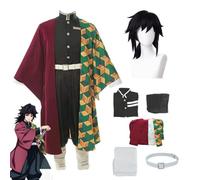 Rcrllya Anime Démon Slayer Kimetsu Pas Yaiba Tomioka Giyuu Cosplay Costume Accessoires Costume Uniformes Costumes Perruque Adulte Cadeau De Fête (Set Perruque,XL)