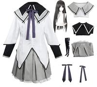 Rcrllya Puella Magi Madoka Magica Anime Cosplay Costume Akemi Homura Perruque Costume Habiller Ensemble Complet (Perruque Akemi Homura,S)