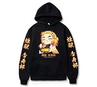 Rcrllya Tueur de démons Harajuku Anime Hoodies Hommes Femmes Rengoku Kyoujurou Graphique Hoodie Pull Kimetsu No Yaiba Sudaderas Hombre (Noir,M)