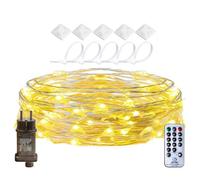 RcStarry 10M 100 LED Guirlande lumineuse avec Gratuit Clips De Câble, 8 Modes avec Télécommande D'argent Fil Fairy Lights pour Intérieur extérieur Noel Mariage Fête Christmas, Blanc Chaud