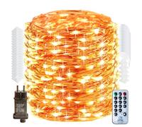 RcStarry 50M 500 LED Guirlande lumineuse avec Gratuit Clips De Câble, 8 Modes avec Télécommande Cuivre Fil Fairy Lights pour Intérieur extérieur Noel Mariage Fête Christmas, Blanc Chaud