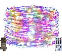 RcStarry 50M 500 LED Guirlande lumineuse avec Gratuit Clips De Câble, 8 Modes avec Télécommande D'argent Fil Fairy Lights pour Intérieur extérieur Noel Mariage Fête Christmas, Multicolore
