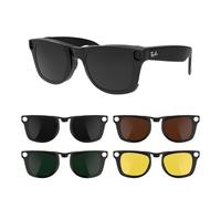 RCstyle 4 pièces Clip polarisant compatible avec Ray-Ban Meta Wayfarer RW4008 Taille L 53-22 Lunettes intelligentes avec changement de couleur pour homme et femme (Vert foncé, Jaune vision nocturne