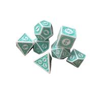 RCULWPLP 7 Pièces Dés Multi Faces Polyédriques Résine Dés Jeux Ensembles pour Calcul Mathématique Jeux de Plateau Convient à Animation Fête Rôle Restaurant Édu, vert