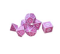 RCULWPLP 7 Pièces Dés Multi Faces Polyédriques Résine Dés Jeux Ensembles pour Calcul Mathématique Jeux de Plateau Convient à Animation Fête Rôle Restaurant Édu, rose