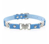 RCULWPLP Collier Femme Ras-du-cou Cœur PU Cuir Étincelant Ajustable avec Fermoir Inspiration Gothique Confortable Adapté Fête Concert Style Cosplay Usage Quotidien, Bleu Clair