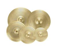 RCULWPLP Ensemble de 5 Cymbales Silencieuses, Cymbales Amorties En Alliage D'aluminium Léger, Charleston 14", Crash 16", Crash 18", Ride 20&, Jaune