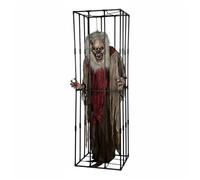 RCULWPLP Figurine Animée Halloween Cage Monstre Décoration Animatronique avec Détection de Mouvement Yeux Lumineux et Sons Matériaux Plastique Tissu