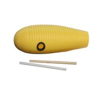 RCULWPLP Guiro, Instrument de Percussion Latin En Forme de Poisson, Outil D'apprentissage Musical, Shaker, Instrument Pédagogique, Sonorités Adaptées Aux D, jaune