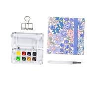 RCULWPLP Mini Coffret Aquarelle Ensemble de Peinture avec Stylo Palette Papier Fonction Compacte Transport Facile pour Artistes Adultes Débutant Convenable au, Fleur D'été