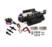 RCULWPLP RC Car Gearbox Boîte de Transmission pour Voiture Télécommandée Engrenages Métal Support Moteur Montage Simple Convient Course Pistes Routes, Noir