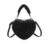 RCULWPLP Sac à Main Femme Sac Bandoulière Travers Forme Cœur Pochette PU Fermeture Éclair Sangle Réglable Style Moderne Convient pour Bureau Événements, Noir